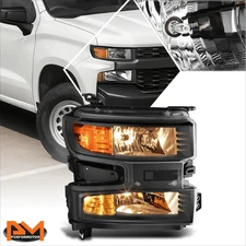 For 19-22 Chevy Silverado 1500 LTD Passenger Right Side Black Clear Headlight
