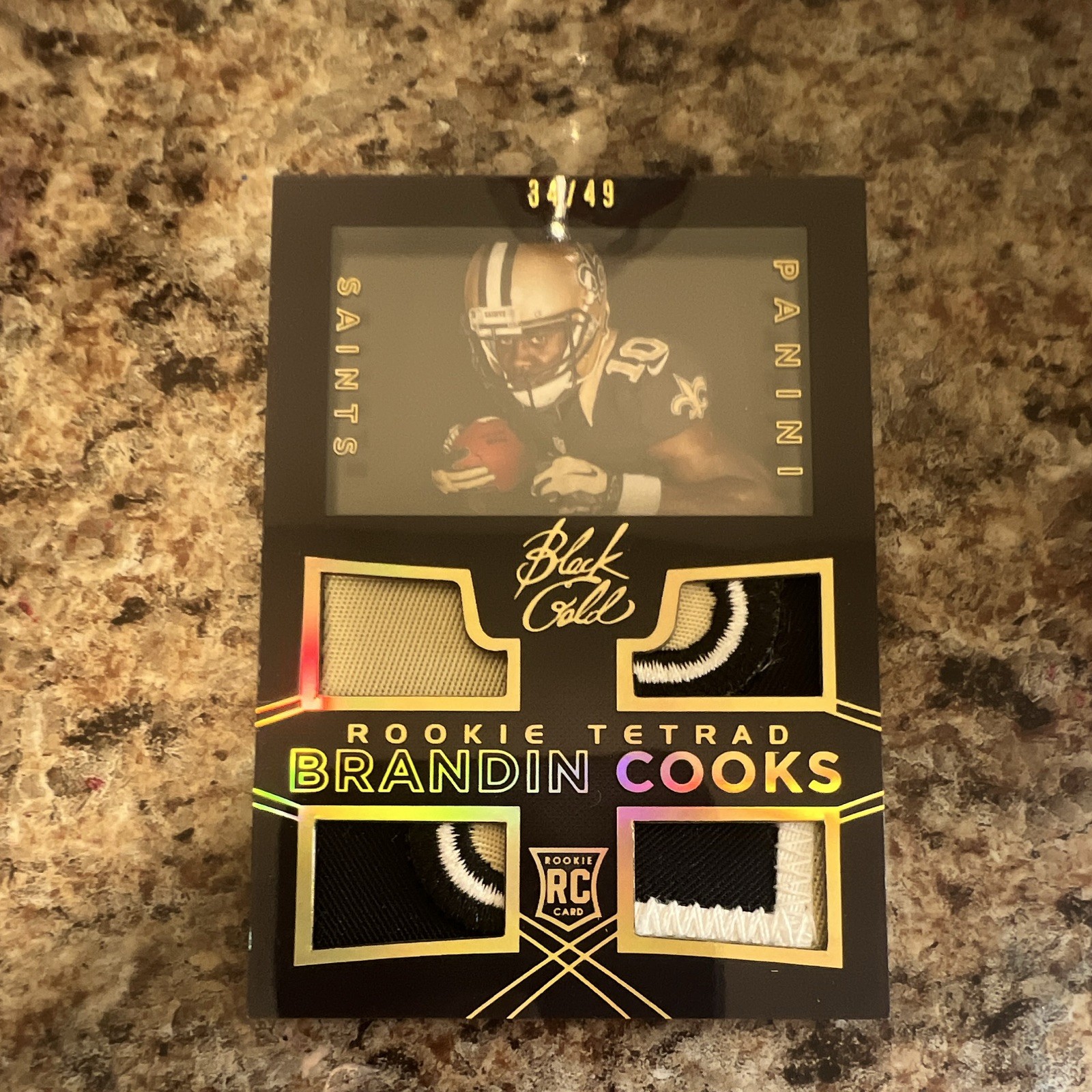 Brandin Cooks Panini Black Gold Rookie Tetrad Jersey #R4BC Base