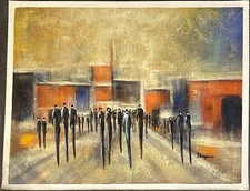 Hand-Painted Oil Painting on Canvas Paper 27x35. "Metropolitan March"