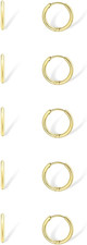 Dainty Small Gold Hoop Earrings for Women Set: 5 Pairs Lightweight 14K Gold Mini
