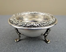 S Kirk & Son Sterling Silver Floral Repousse Footed Salt Cellar - 2.2 oz