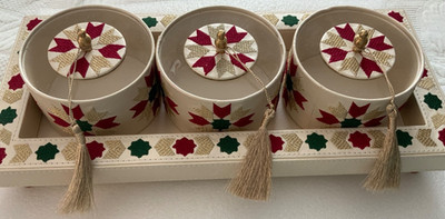 Morrocan Handmade  Leather Serving Set New