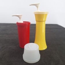 Vintage Tupperware Mixed Lot Ketchup  Mustard Pump Dispensers Lot of 2