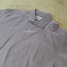 Calvin Klein Shirt Mens XL Purple Micro Check Slim Fit Stretch Casual Button