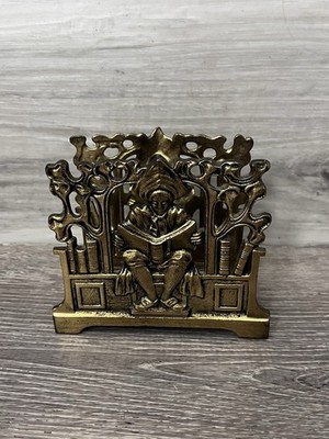 The Scholar Letter Napkin Holder Brass Look Metal Judd Manufacturing 6772