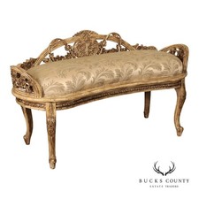 Italian Rococo Style Antiqued Window Bench