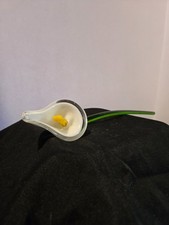 Vintage Handblown Decorative Art Glass White Lily Long Stem
