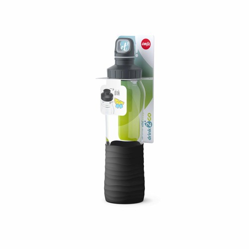 Emsa Glass Drinking Bottle Drink2Go, Drinking Bottle, Glass, Silicone, Black,... - Picture 3 of 7