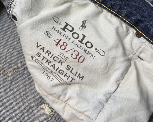 Polo Ralph Lauren Men's 48X30 Varick Slim Straight All Over Pony Blue Jeans NWT - Picture 9 of 15