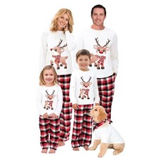 Family Matching Christmas Pajamas Set Cotton Xmas Deer Holiday Pajamas Sleepw...