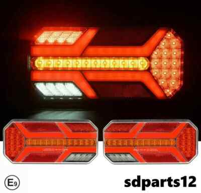 2 LED 12V 24V Neon Rückleuchten 7 Funktionen Dynamischer Blinker LKW Anhänger E9