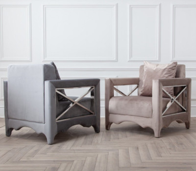 Grau Creme Akzent Sessel Luxus Gepolstert Kensington Chrom X Gelegenheit