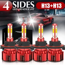 4X H13 9008 LED Headlight Super Bright Bulbs Kit 420000LM White Hi-Lo Beam 6000K