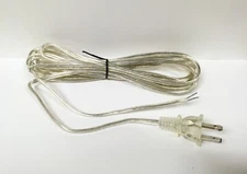 Lamp Parts-12' Lamp Cord Set-(Wire and Polarized Plug)-Silver/Clear-SPT1-(18/2)