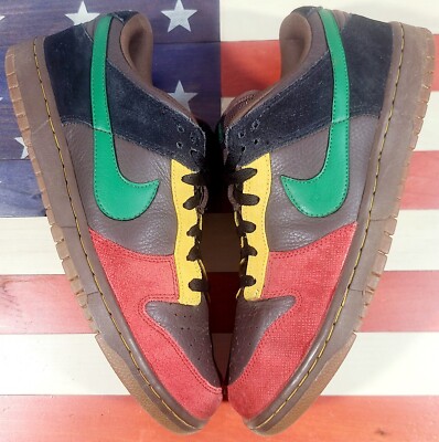 Nike Dunk Low 6.0 Rasta SB Black Green Yellow Red VTG 2008 Nike Dunk Low 6.0 Rasta SB Black Green Yellow Red VTG 2008