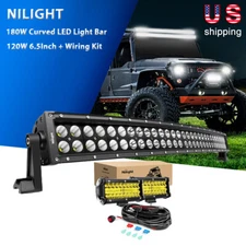 Nilight 32" 180W Curved LED Light Bar Spot Flood Combo w/ 120W Amber Lights Wire