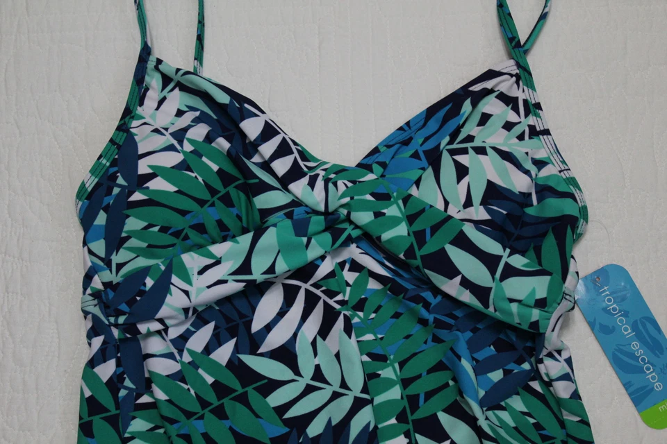 NUEVO TOP DE NATACIÓN TANKINI DELANTERO TORCIDO ESTAMPADO FLORAL ESCAPE TROPICAL PARA MUJER NUEVO CON ETIQUETAS $44 Foto 3 de 4