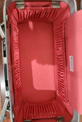 VTG Samsonite Red SILHOUETTE Train Cosmetic Case Marbled W/ Tray - Picture 8 of 11