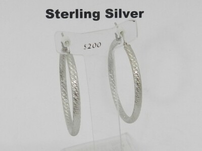 MACY'S Textured Round Hoop Earrings in Sterling Silver