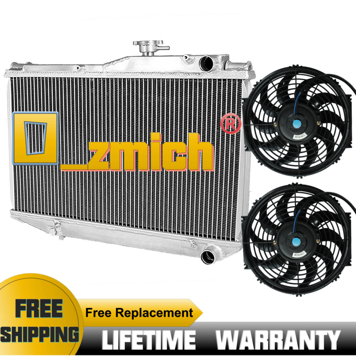 FILA Radiatore alluminio 3 file + 2 ventole 10" adatto 1984 1987 Toyota Corolla AE86 4AGE 1.6L