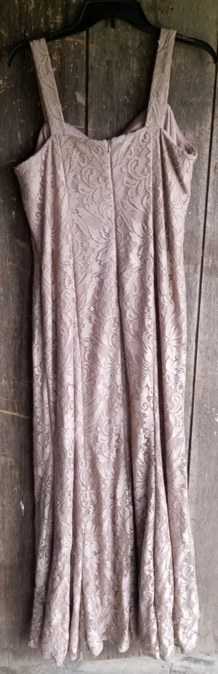 Vestido largo LE BOS bordado con cuentas floral para mujer talla 14 W sin mangas tostado Foto 2 de 4