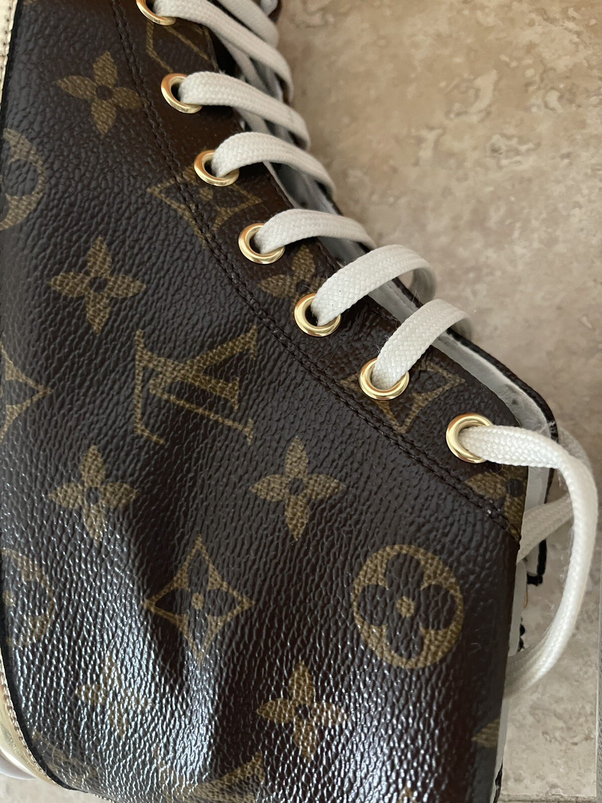 Authentic Louis Vuitton Brown Monogram Canvas Stellar High Top Sneakers Size 39 image 5