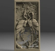 3D STL Model TWO HERONS for CNC Aspire Artcam Carving Engraver ASPIRE ROUTER