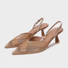 Womens ZARA Summer New Leather Pointed Toe Buckle Sandals High Heels Shoes