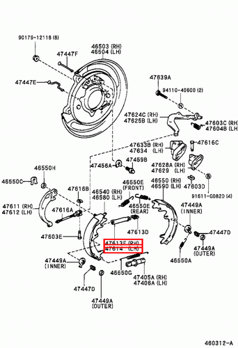Genuine FJ Cruiser GSJ15 GSJ10 Fortuner GGN155 Parking Hand Brake Shoe Strut - Picture 5 of 20