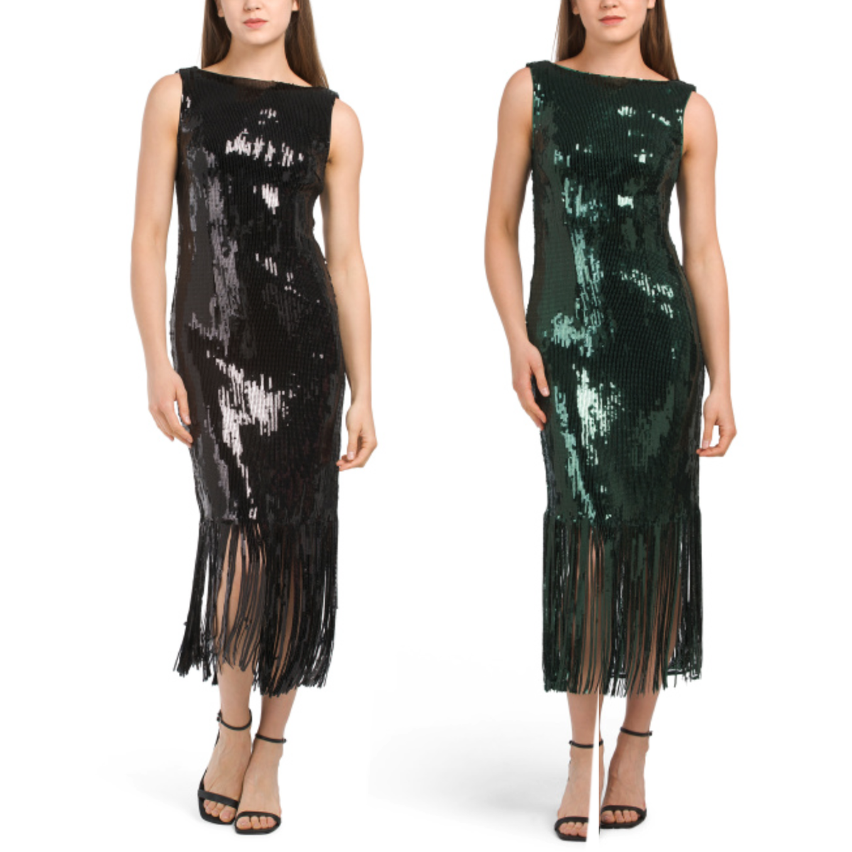 nanette lepore green sequin dress NWT Women's Boat Neck Fringe Hem Maxi Size: 10-14 8th Grade Formal Dress