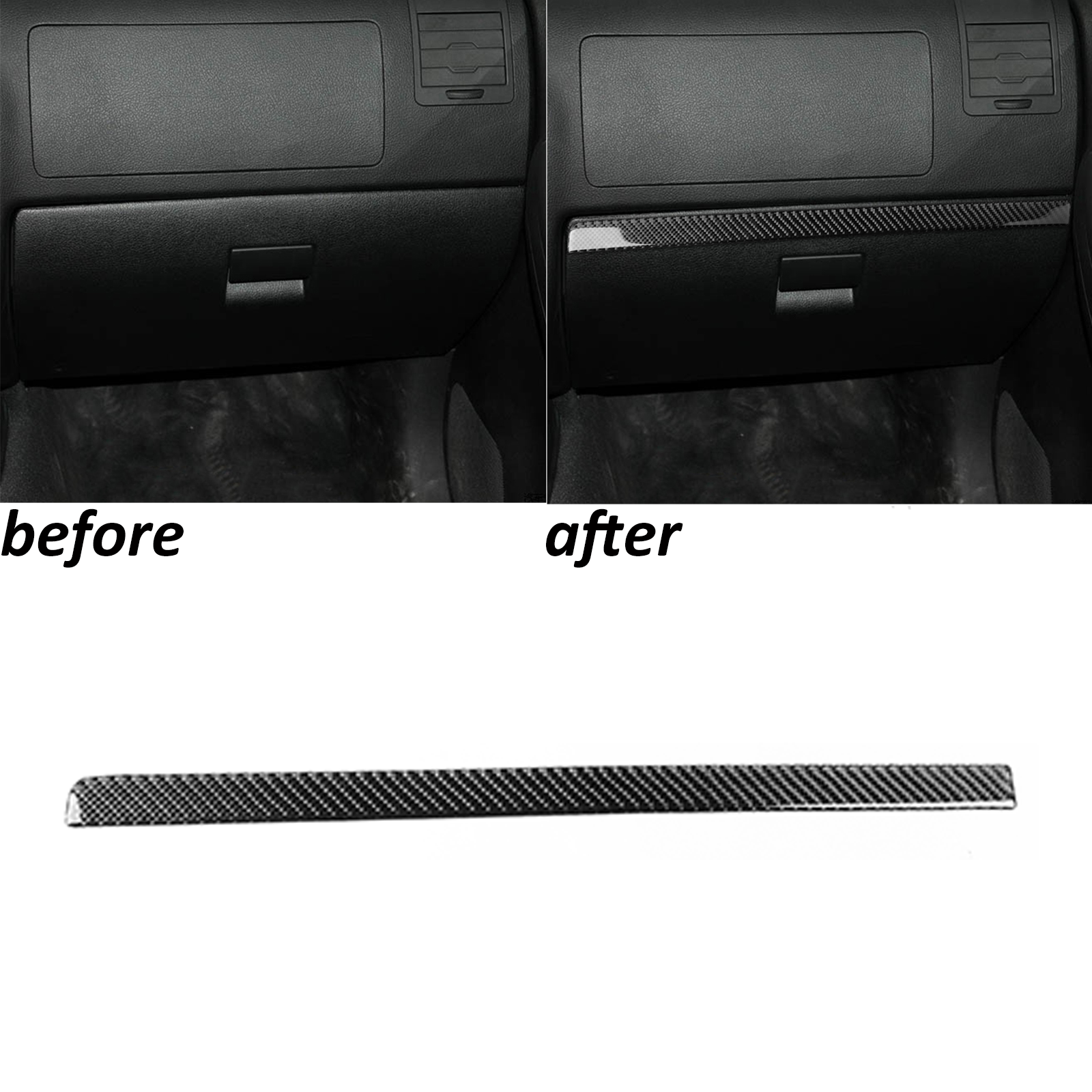 Real Carbon Fiber Co-Pilot Dashboard Panel Cover Strips for 2006-2010 Hummer H3