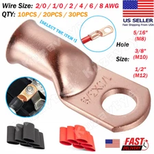 10/30Pcs Ring Terminals Battery Lugs Copper Welding Cable Ends  Wire Connectors