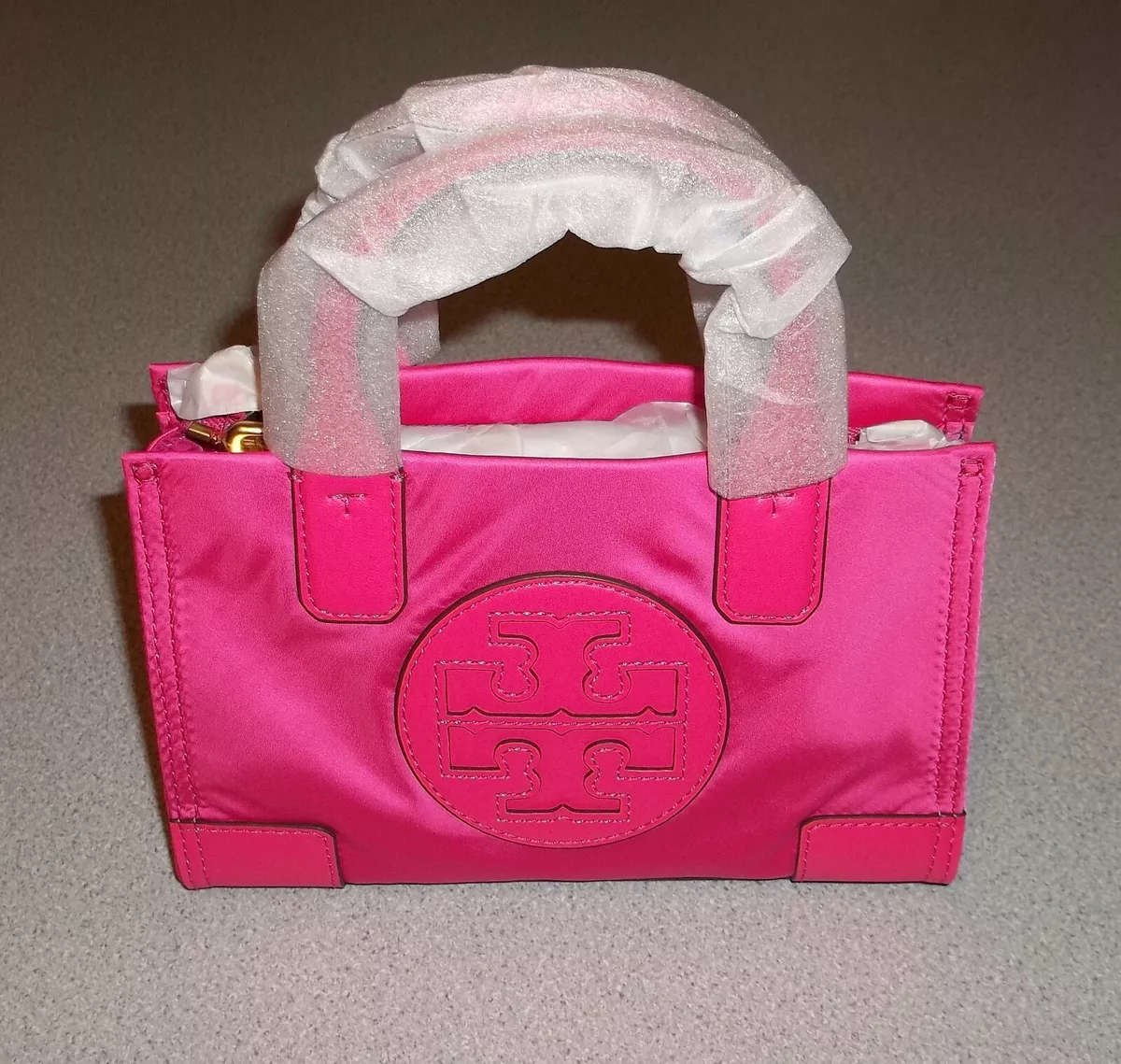 Tory Burch Bright Hot Pink Ella Micro Mini Tote Bag Purse W