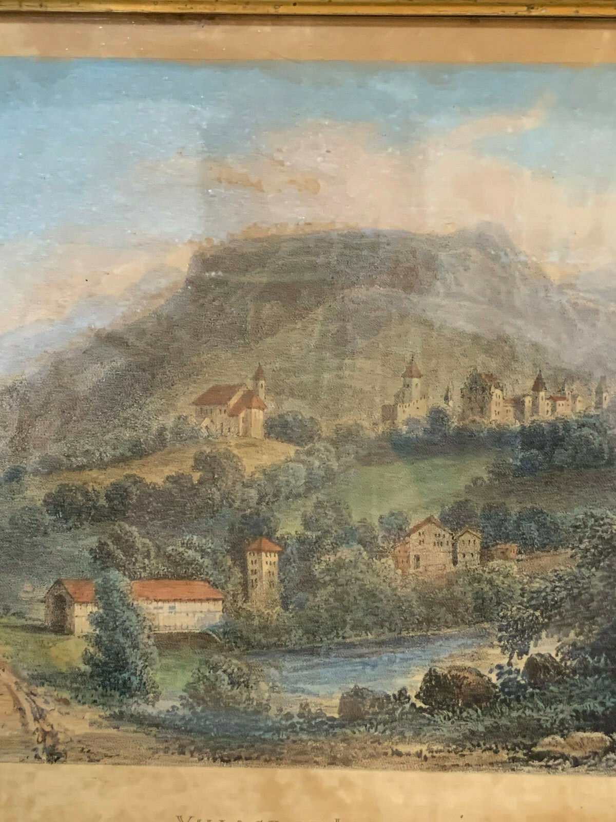 Antique 1820 Engraving Print Village of Leuch Major Cockburn JD Harding