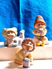 CABBAGE PATCH KIDS Vintage Ceramic Figurines   2" - 3" Tall Lot of 3