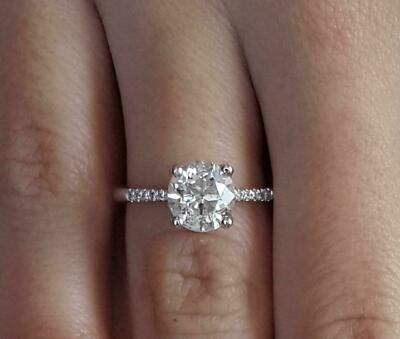 1.10Ct White Round Cut Moissanite Solitaire Engagement 925 Sterling Silver Ring