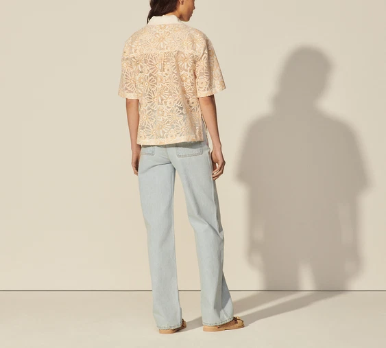 Sandro Paris Women's Shirt Size 3 FR / L Lace Collared SFPCM00436 - Image 4 of 4