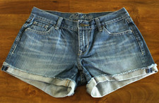 Vintage Old Navy Size 4 Short Shorts Denim 100 Cotton Sewn Cuff Distressed