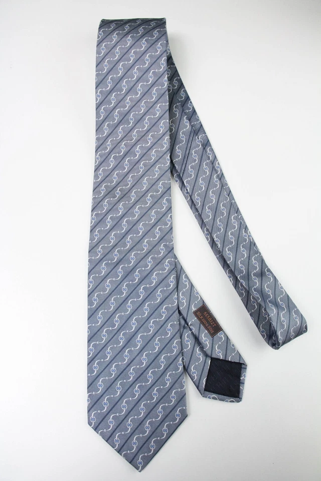 Hermes Krawatte Herren Einheitsgröße 100% Seide Klassisch Spitz Blau Muster - Bild 4 von 4