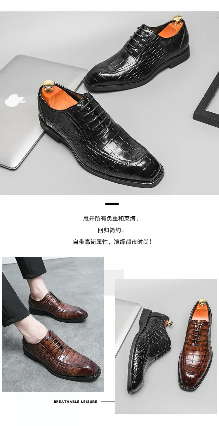 SAOLA Scarpe da uomo 38 46 stile retrò britannico stringate eleganti formali punta quadrata pelle PU