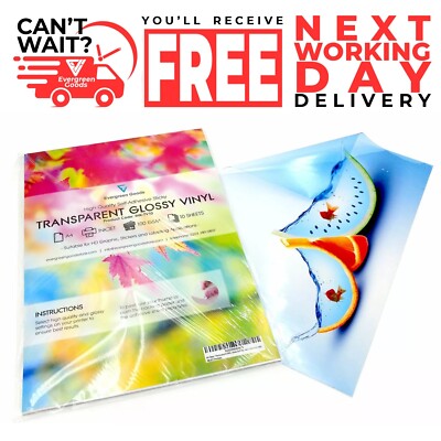 A4 Transparent Vinyl Aufkleber Papier Klar Hochglanz Blatt Tintenstrahl nur bedruckbar
