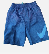 Nike Boy's Blue Swim Grid Swoosh Breaker 7" Volley Swim Shorts Size L