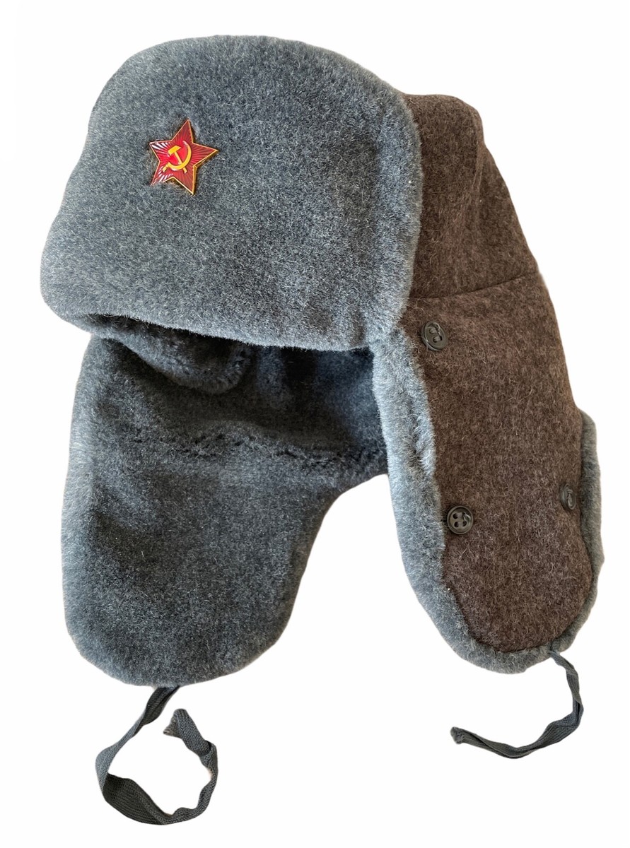 Russian Soviet Military USSR Army Trapper Faux Fur Ushanka Winter