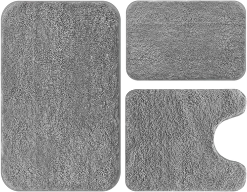 Bathroom Rugs Set 3 Piece Soft Absorbent Bath Rugs, Microfiber Bath Mats and U-S