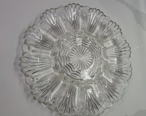 DEVILED EGG TRAY -Vintage glass Anchor Hocking 896 pattern Clear Heavy Unique - Picture 2 of 4