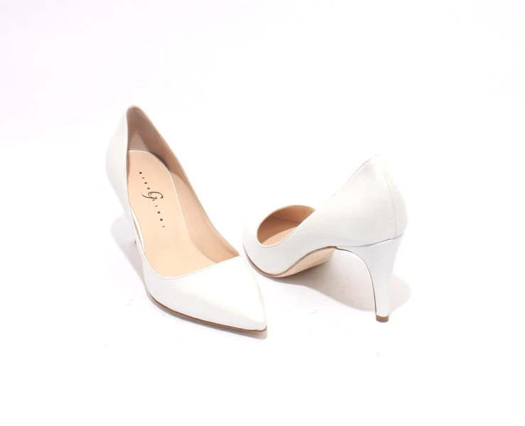 Gibellieri 3367k White Leather Pointy Heel Classics Pumps 36.5 / US 6.5 - Image 2 of 4