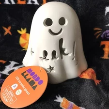 White Ceramic Light Up "Eek!" Ghost Halloween Tabletop Decor Paint It Art Craft