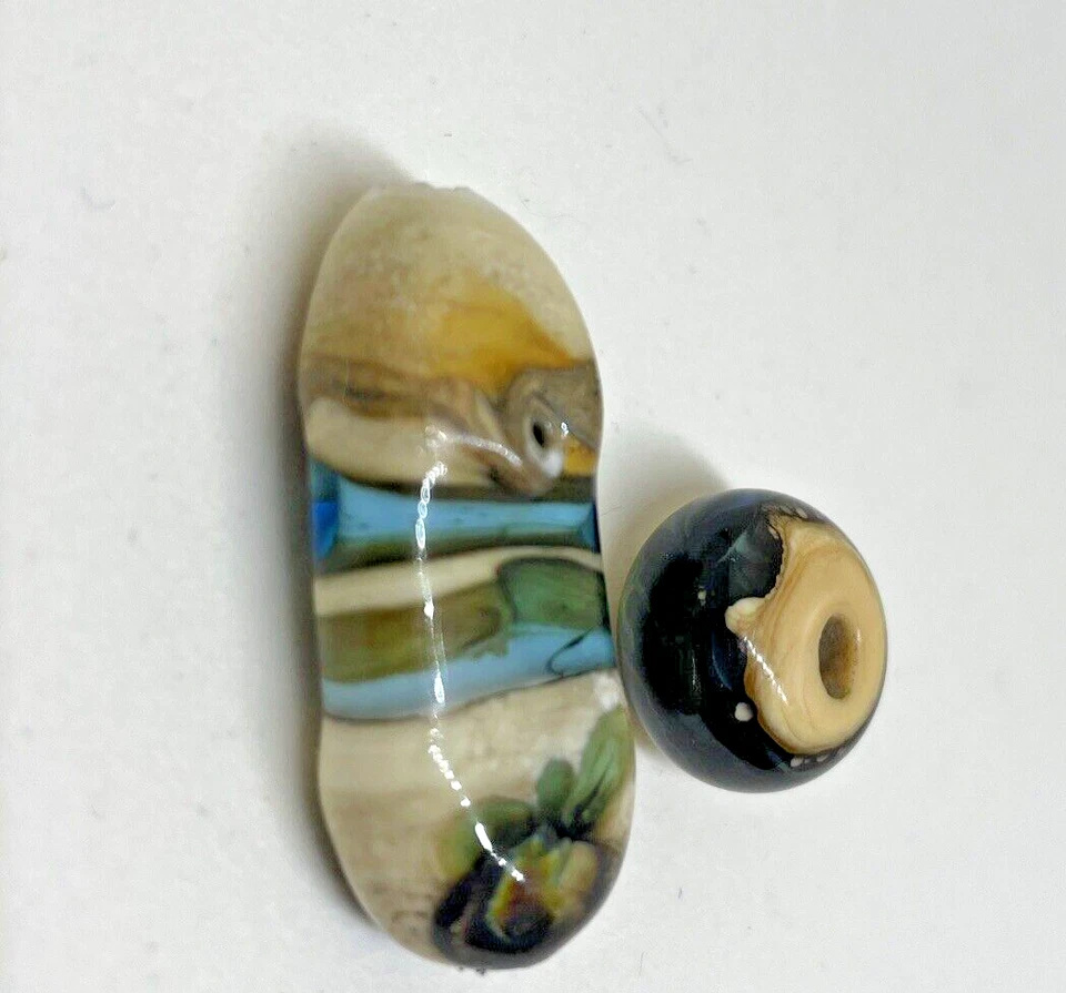 Glass Lampwork Bead SRA Glass Donut And Focal Beach Look - Image 2 of 4