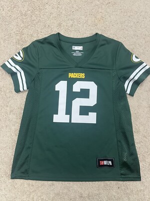Green Bay Packers #12 Aaron Rodgers NFLPA Green Football Jersey Women's Medium
