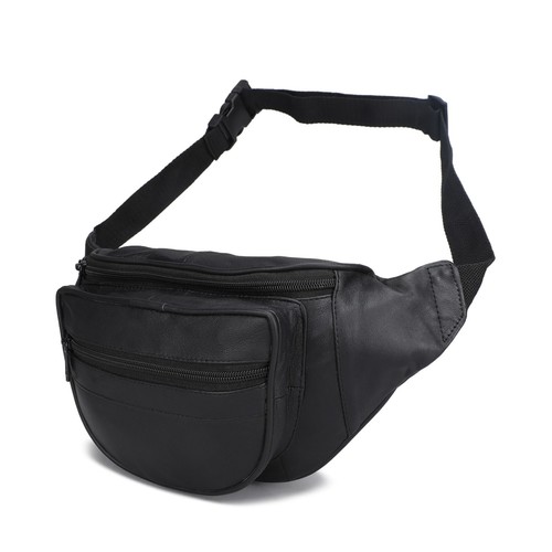 Nuevo Cuero Negro Cintura Fanny Pack Cinturón de Viaje Bolsa de Viaje Cadera Bolsa de Viaje - Imagen 4 de 11